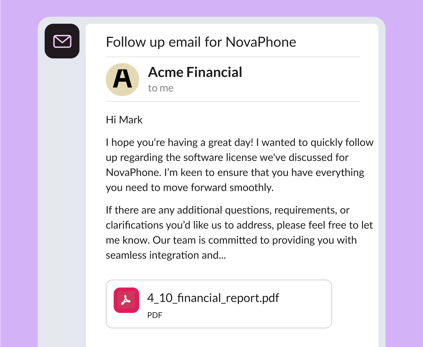Create follow up email